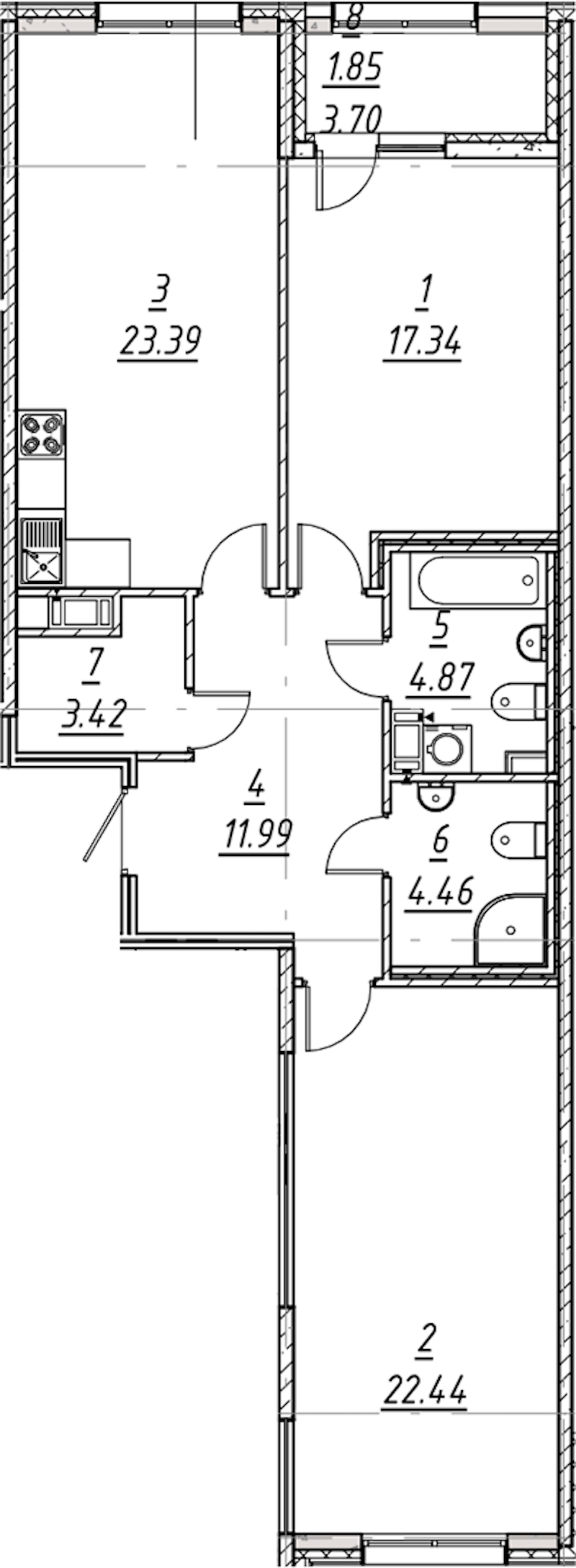 2-комнатная квартира 89.76 м², 9/11 эт., ЖК «е.волюция»