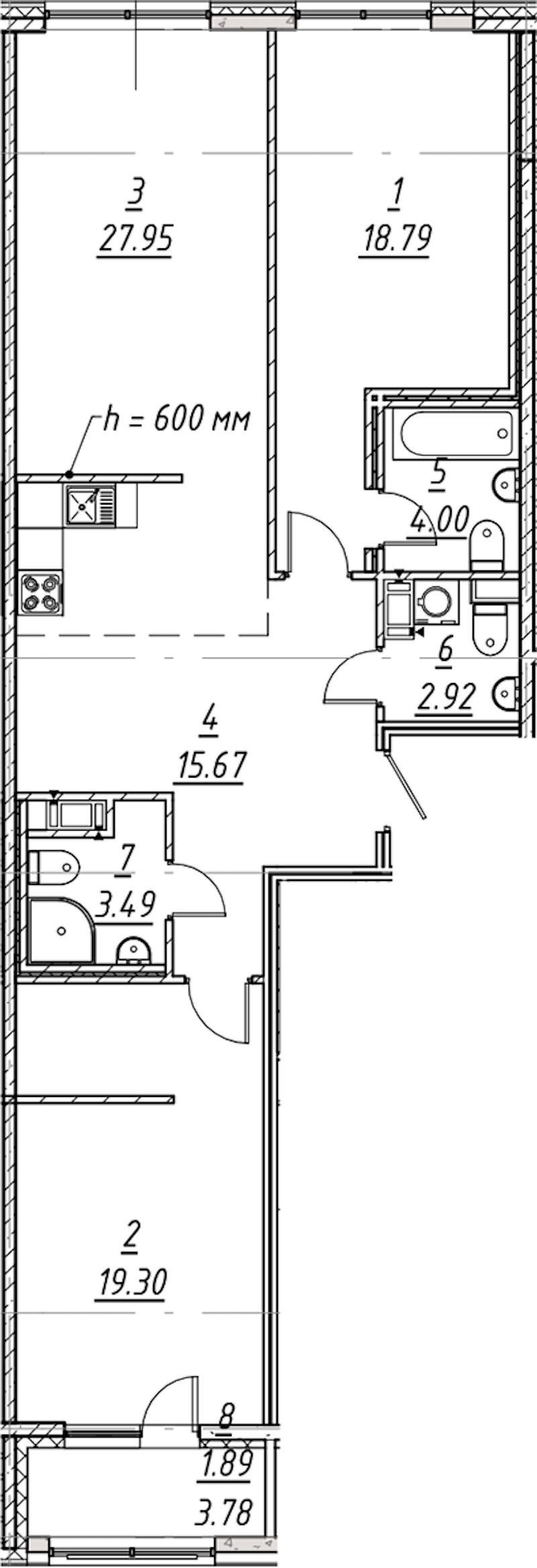 2-комнатная квартира 94.01 м², 10/11 эт., ЖК «е.волюция»