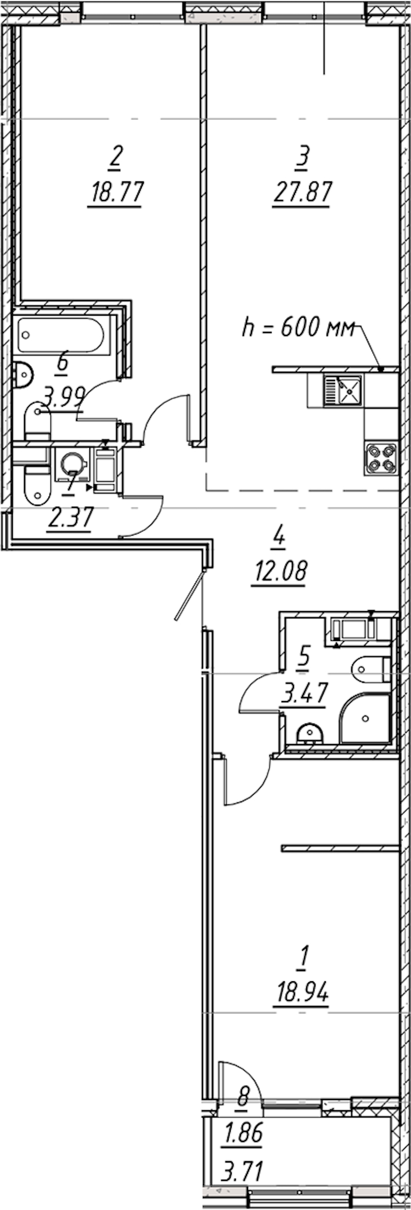 2-комнатная квартира 89.35 м², 2/11 эт., ЖК «е.волюция»