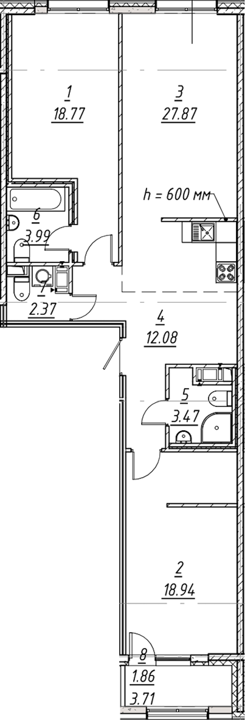 2-комнатная квартира 89.35 м², 3/11 эт., ЖК «е.волюция»