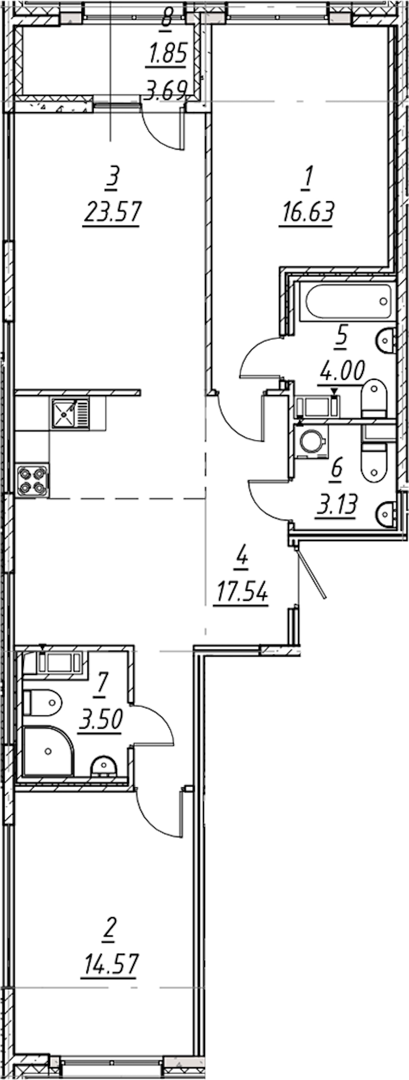 2-комнатная квартира 84.79 м², 5/11 эт., ЖК «е.волюция»