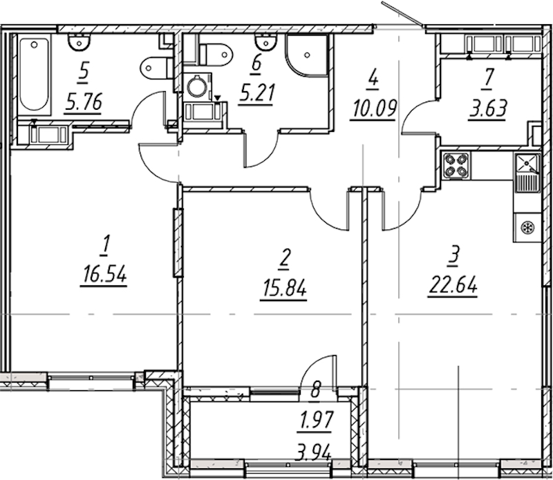 2-комнатная квартира 81.68 м², 8/11 эт., ЖК «е.волюция»