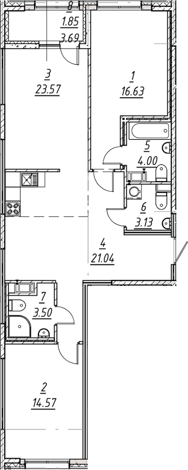 2-комнатная квартира 88.29 м², 9/11 эт., ЖК «е.волюция»