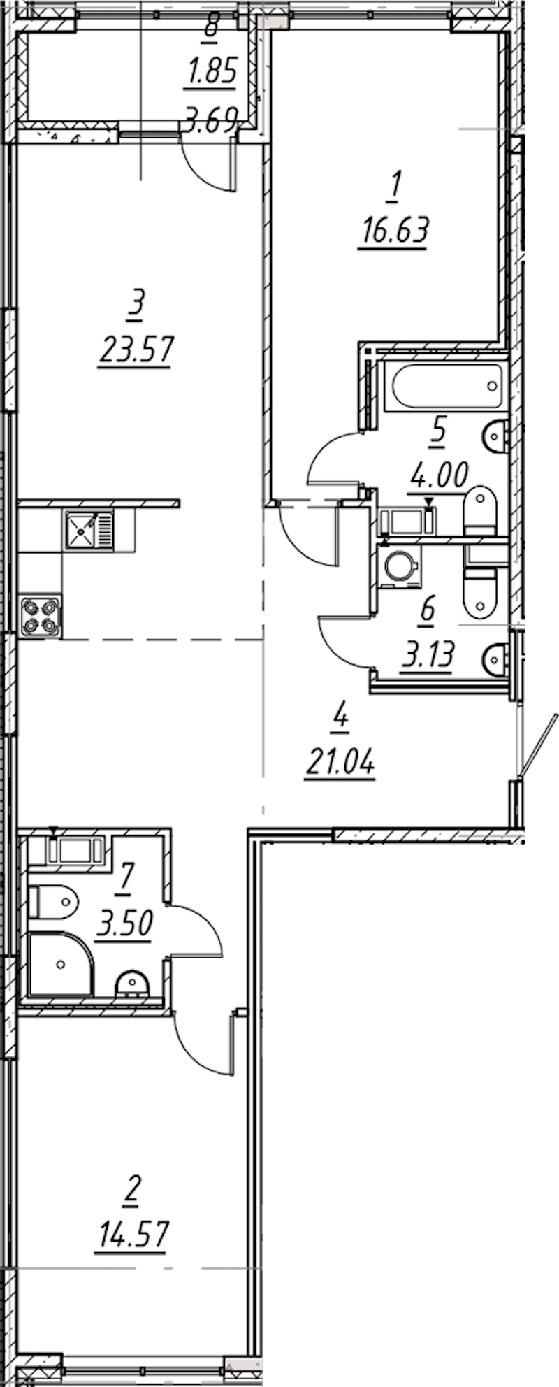 2-комнатная квартира 88.29 м², 10/11 эт., ЖК «е.волюция»