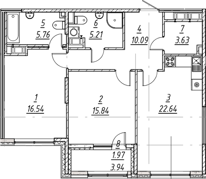 2-комнатная квартира 81.68 м², 10/11 эт., ЖК «е.волюция»