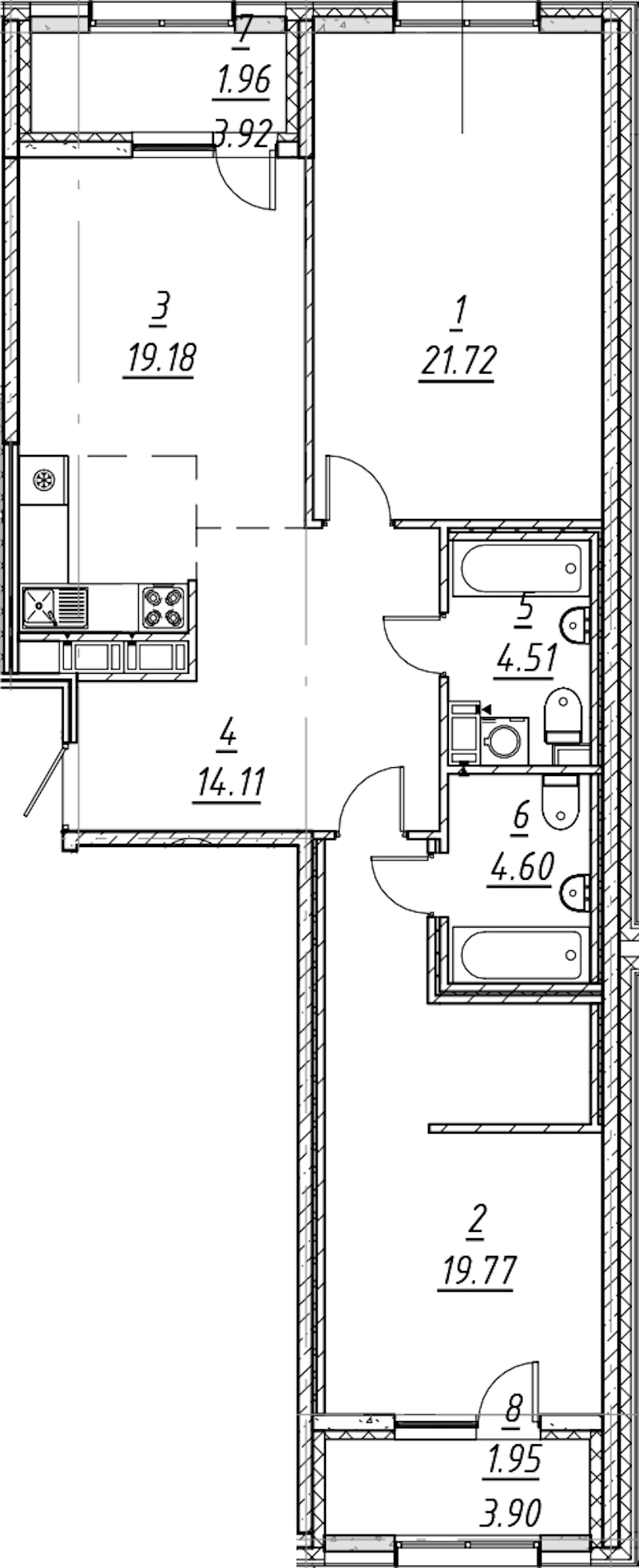 2-комнатная квартира 87.8 м², 2/10 эт., ЖК «е.волюция»