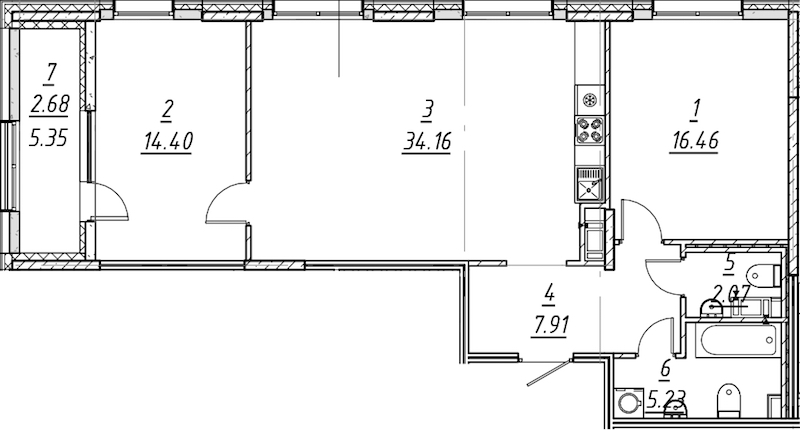 2-комнатная квартира 82.91 м², 4/10 эт., ЖК «е.волюция»