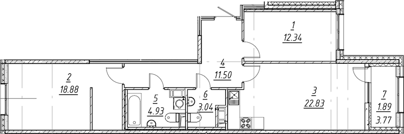2-комнатная квартира 75.41 м², 4/10 эт., ЖК «е.волюция»
