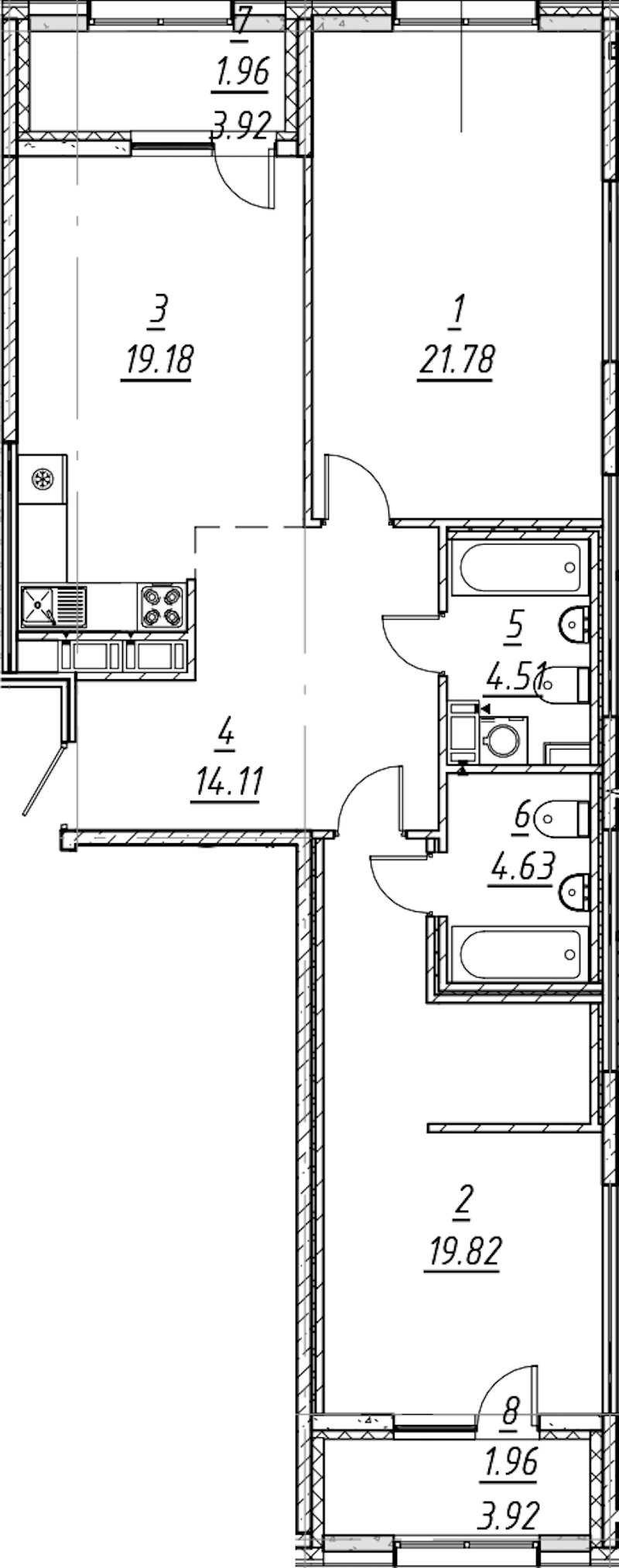 2-комнатная квартира 87.95 м², 5/10 эт., ЖК «е.волюция»
