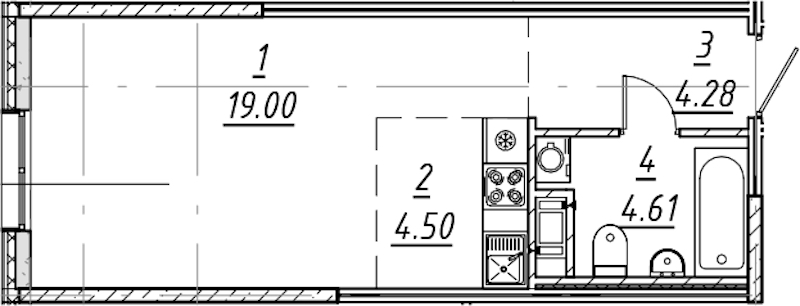 Квартира студия 32.39 м², 5/10 эт., ЖК «е.волюция»