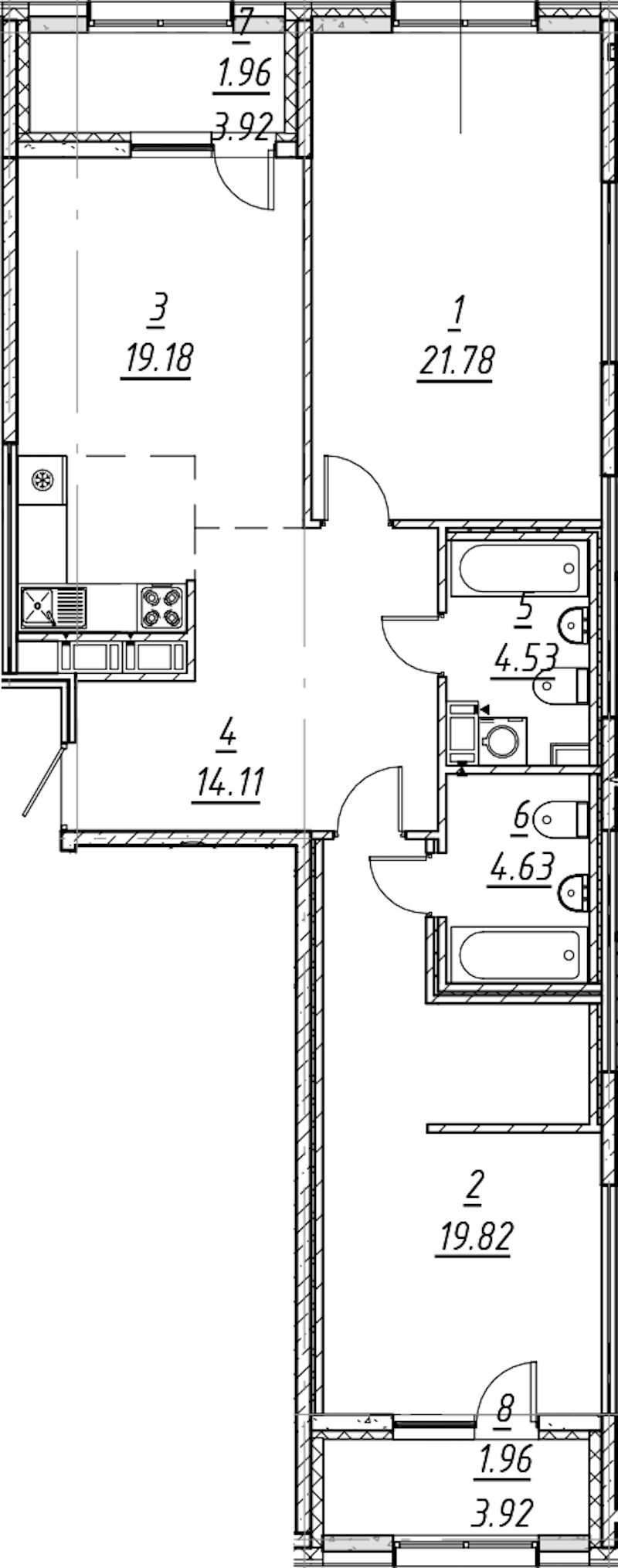 2-комнатная квартира 87.97 м², 6/10 эт., ЖК «е.волюция»