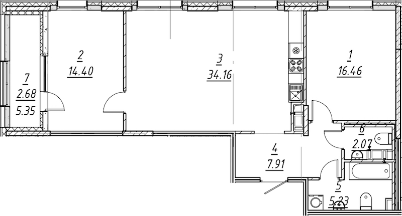 2-комнатная квартира 82.91 м², 6/10 эт., ЖК «е.волюция»
