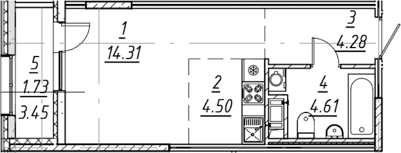 Квартира студия 29.43 м², 7/10 эт., ЖК «е.волюция»