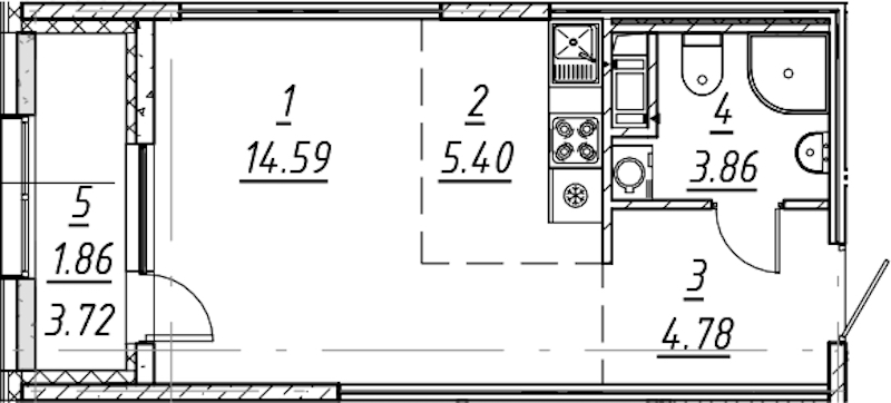Квартира студия 30.49 м², 8/10 эт., ЖК «е.волюция»