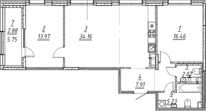 2-комнатная квартира 82.68 м², 2/10 эт., ЖК «е.волюция»
