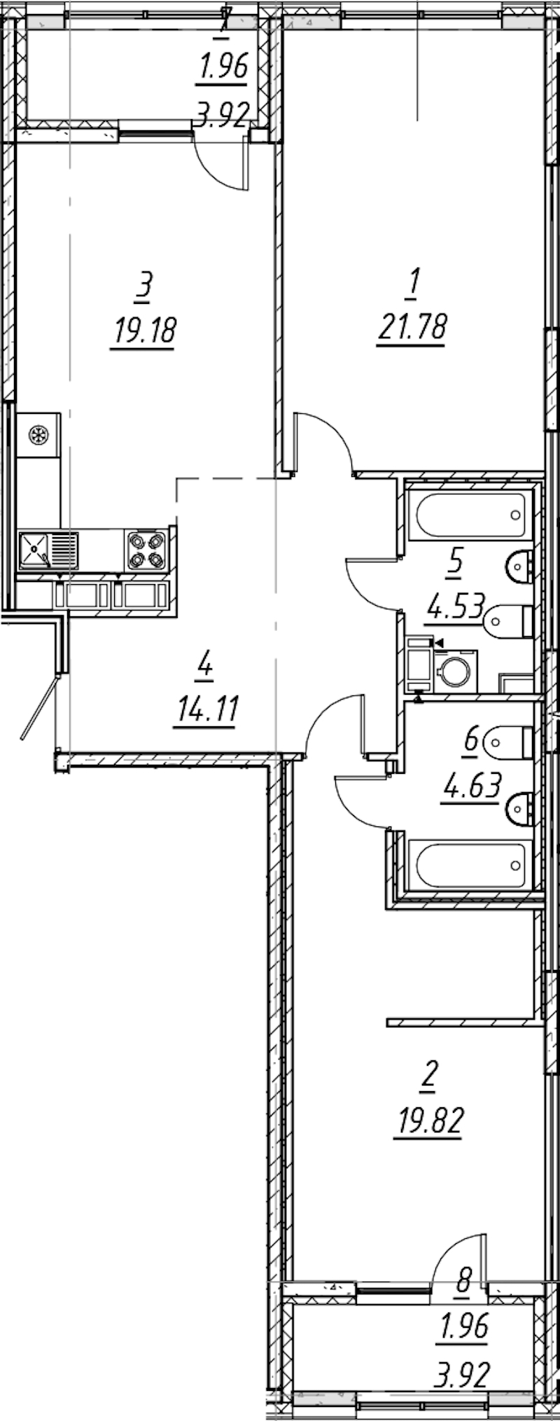 2-комнатная квартира 87.97 м², 10/10 эт., ЖК «е.волюция»