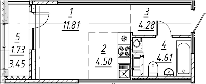 Квартира студия 26.93 м², 10/10 эт., ЖК «е.волюция»