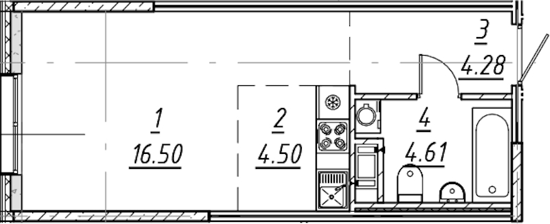 Квартира студия 29.89 м², 2/10 эт., ЖК «е.волюция»