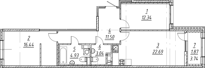 2-комнатная квартира 72.81 м², 2/10 эт., ЖК «е.волюция»