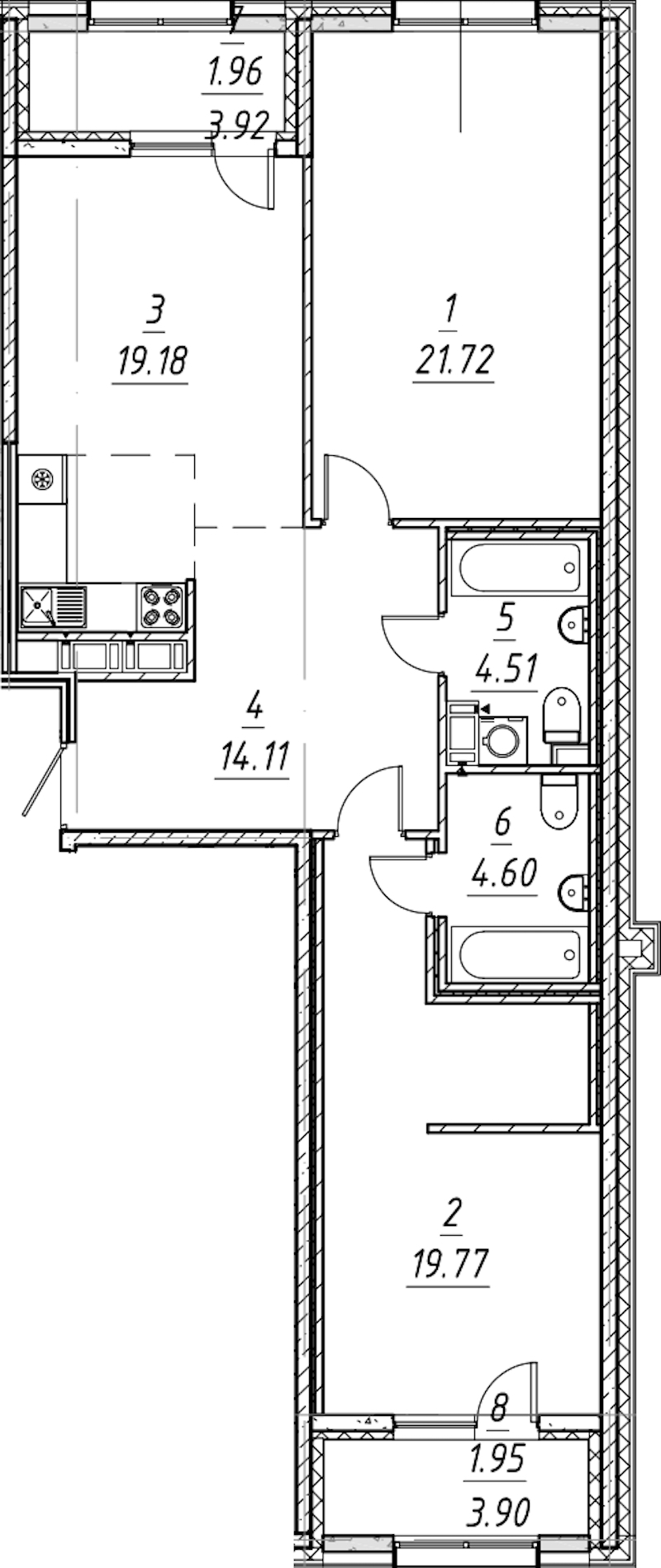 2-комнатная квартира 87.8 м², 3/10 эт., ЖК «е.волюция»