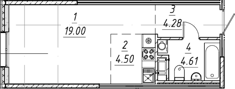 Квартира студия 32.39 м², 3/10 эт., ЖК «е.волюция»