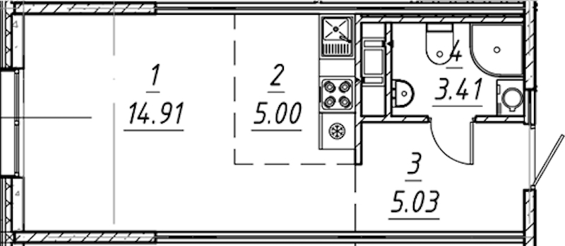 Квартира студия 28.35 м², 2/10 эт., ЖК «е.волюция»