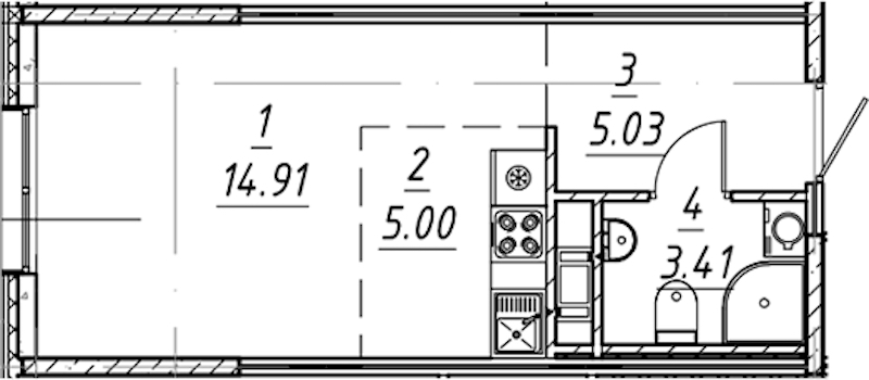 Квартира студия 28.35 м², 2/10 эт., ЖК «е.волюция»