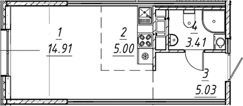 Квартира студия 28.35 м², 3/10 эт., ЖК «е.волюция»