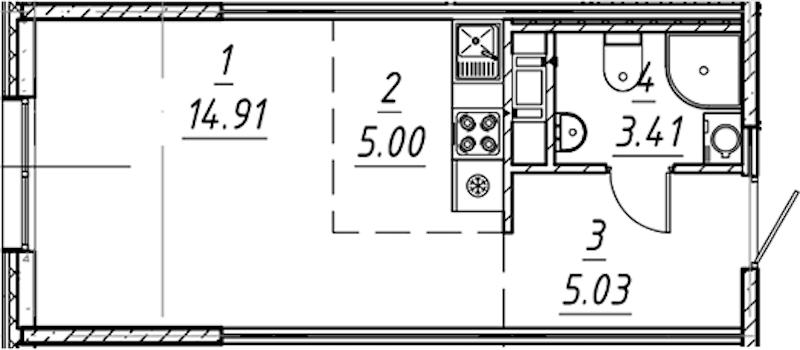 Квартира студия 28.35 м², 4/10 эт., ЖК «е.волюция»