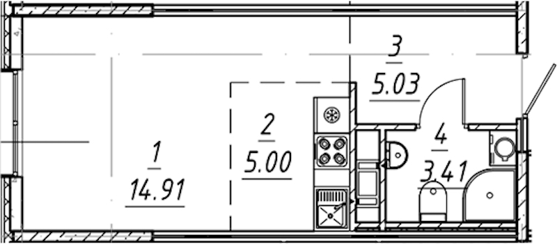 Квартира студия 28.35 м², 5/10 эт., ЖК «е.волюция»
