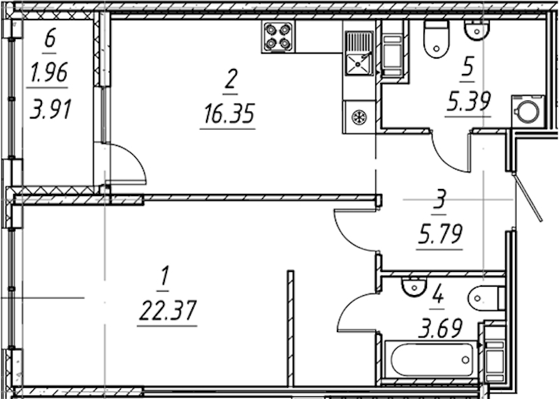 1-комнатная квартира 55.55 м², 9/10 эт., ЖК «е.волюция»