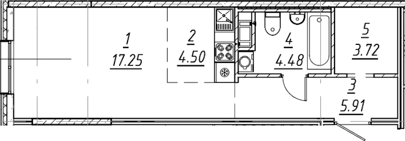 Квартира студия 35.86 м², 3/10 эт., ЖК «е.волюция»