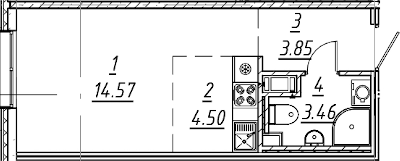 Квартира студия 26.38 м², 5/10 эт., ЖК «е.волюция»