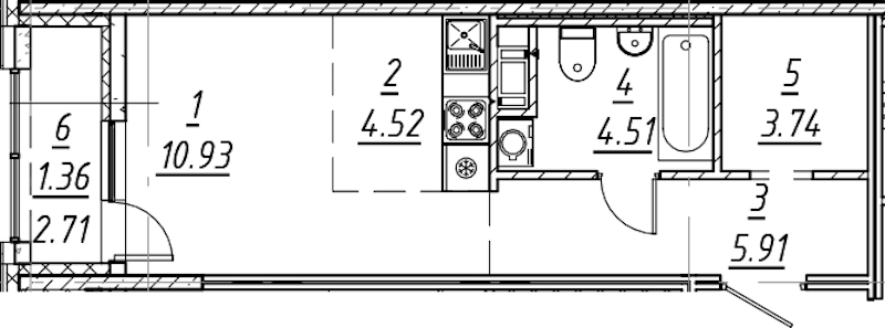 Квартира студия 30.97 м², 10/10 эт., ЖК «е.волюция»