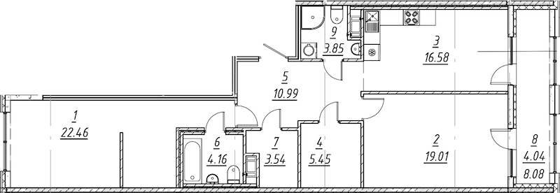 2-комнатная квартира 90.08 м², 10/10 эт., ЖК «е.волюция»