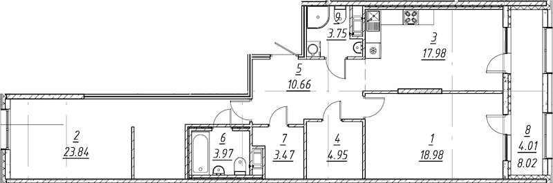 2-комнатная квартира 91.61 м², 4/10 эт., ЖК «е.волюция»