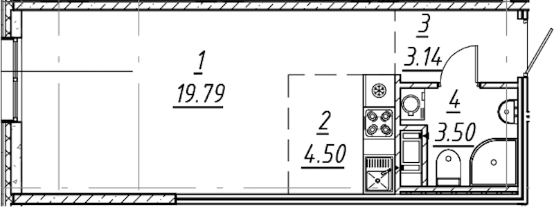 Квартира студия 30.93 м², 5/10 эт., ЖК «е.волюция»