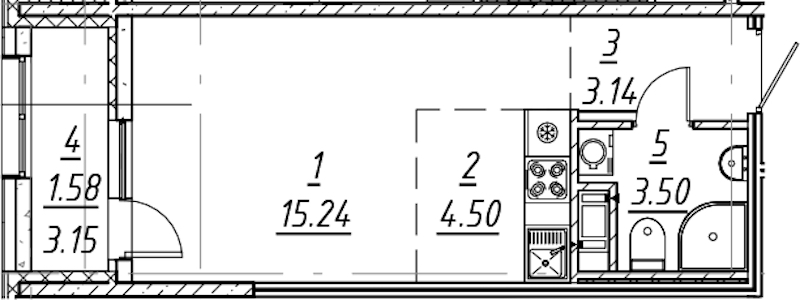 Квартира студия 27.96 м², 6/10 эт., ЖК «е.волюция»