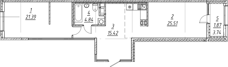 1-комнатная квартира 69.03 м², 8/10 эт., ЖК «е.волюция»