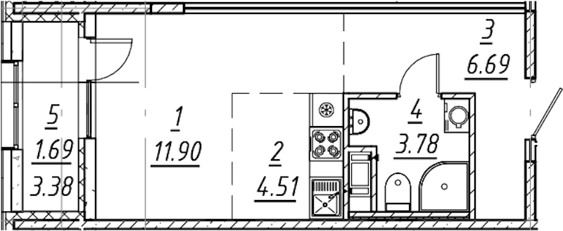 Квартира студия 28.57 м², 8/10 эт., ЖК «е.волюция»