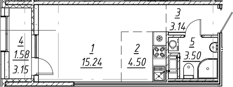 Квартира студия 27.96 м², 8/10 эт., ЖК «е.волюция»