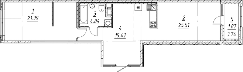 1-комнатная квартира 69.03 м², 10/10 эт., ЖК «е.волюция»