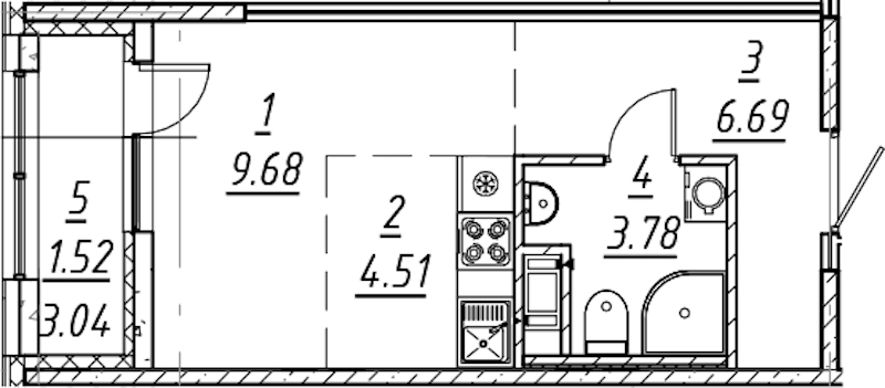 Квартира студия 26.18 м², 10/10 эт., ЖК «е.волюция»