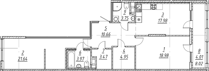 2-комнатная квартира 89.41 м², 10/10 эт., ЖК «е.волюция»