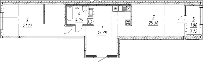 1-комнатная квартира 68.66 м², 2/10 эт., ЖК «е.волюция»
