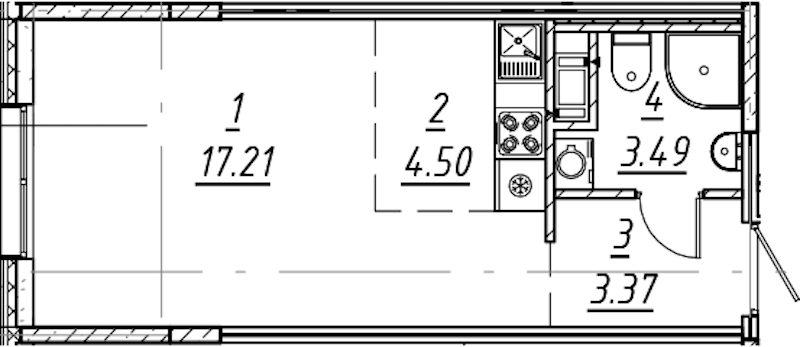 Квартира студия 28.57 м², 2/10 эт., ЖК «е.волюция»