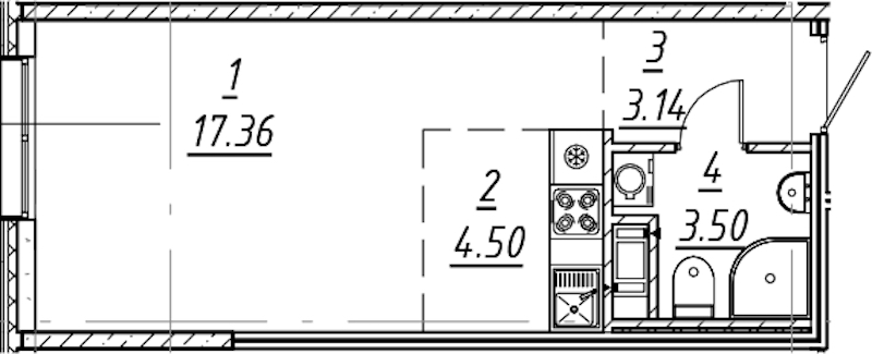 Квартира студия 28.5 м², 2/10 эт., ЖК «е.волюция»