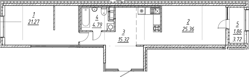 1-комнатная квартира 68.6 м², 3/10 эт., ЖК «е.волюция»