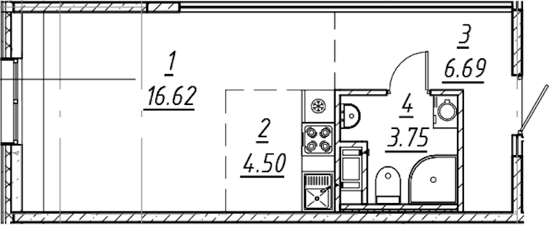 Квартира студия 31.56 м², 3/10 эт., ЖК «е.волюция»