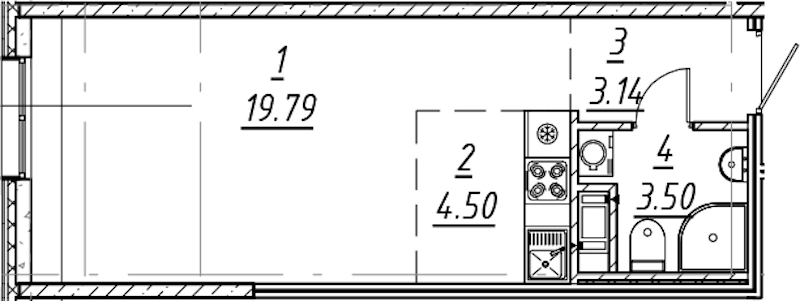 Квартира студия 30.93 м², 3/10 эт., ЖК «е.волюция»